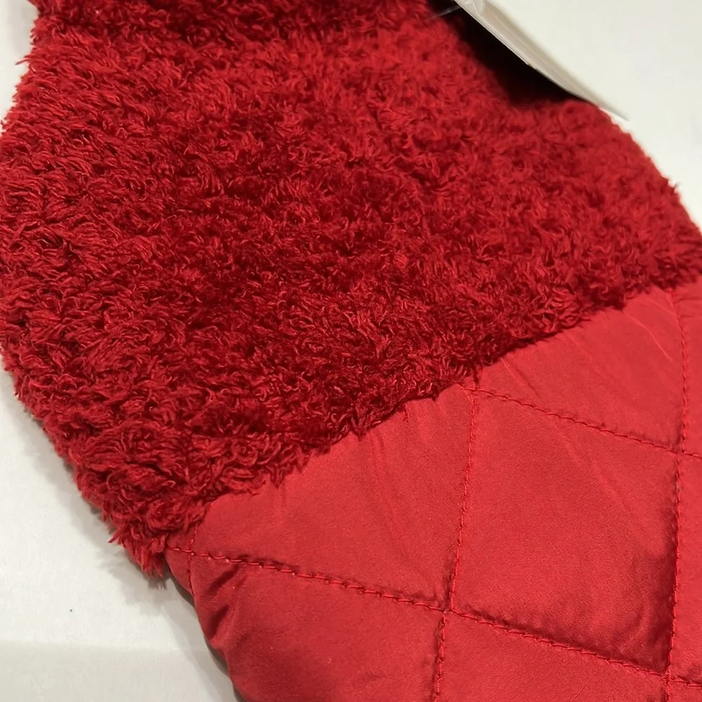 NWT Rowdy Pups Pet Apparel Red Sherpa Fleece & Quilted Dog Jacket XS